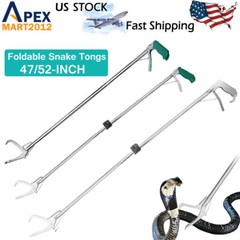 47/52″ Foldable Snake Tongs Reptile Grabber Catcher Stick Wide Jaw Handling Tool
