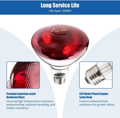 250W Heat Lamp Bulbs 1 Pack Infrared Heat Lamp for Chickens with E26 Socket a…