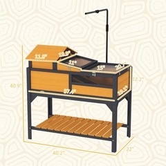 Tortoise Habitat with Adjustable Lamp Holder, Storage Shelf, Yellow