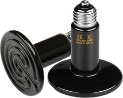 Reptile Heat Lamp 100W 2-Pack Ceramic Heat Emitter, No Light Emitting Heat Bulbs