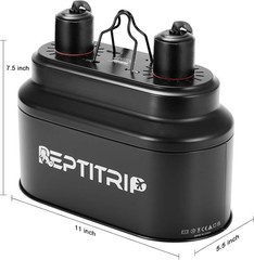 Dual Reptile Light Fixture with Independent Switches, Max 160W – Black Design