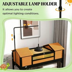 Large Wooden Turtle Cage Tortoise House 48 Inch with Lamp Holder Indoor