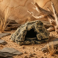 Pet Rock Hide Easy to Clean Fake Stone Hideout Stable Base for Aquatic Habitat