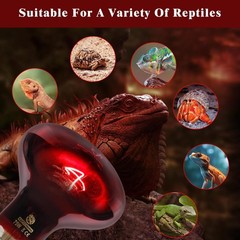 Reptile Heat Lamp,100W Red Basking Spot Lamp Bulb for Chickens Amphibians, In…