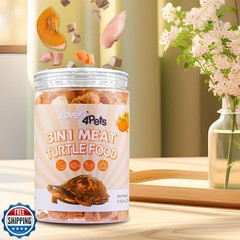 Loves4Pets Turtle Food – 3 in 1 Natural Freeze-Dried Meat – Chicken, Duck Mix