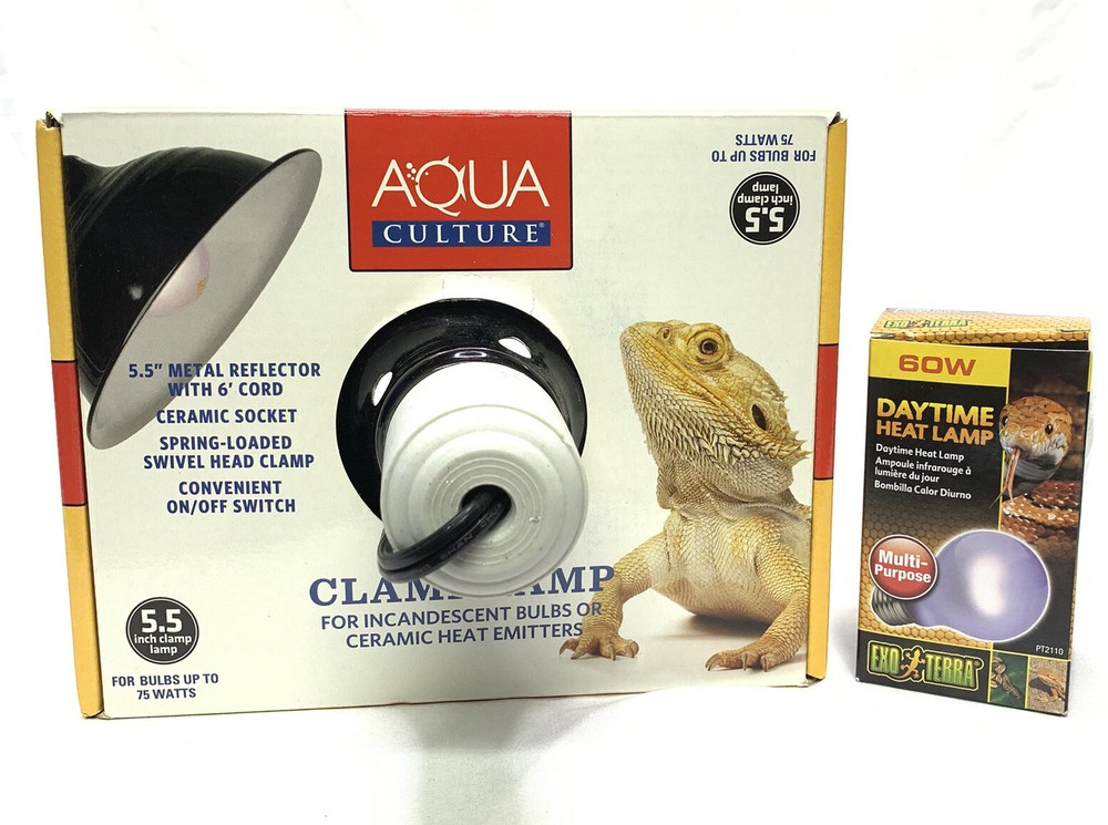 Aqua Culture Repta-clamp Lamp 75 Watt 5.5 Inch Ceramic With Switch 60 Watt Bulb