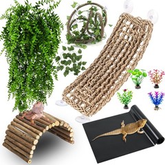Bearded Dragon Tank Accessories Reptile Mat Bridge Hammock Jungle Climbing Vines