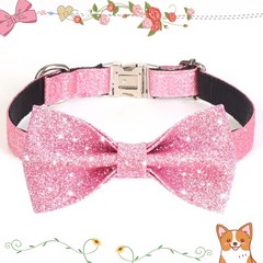 Bling Dog Bow Tie Collar for Puppy Small Dogs and Cats, Cute Pink Girl Dog Co…