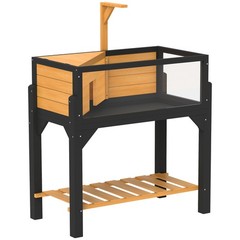 Wooden Tortoise Enclosure with Storage Shelf, Clear Windows, Lamp Holder