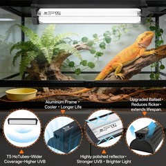 T5 UVB Reptile Light Fixture Combo Kit 8W: 10.0 HO UVB Light for Reptiles Terrar