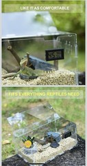 BETAZOOER Reptile Terrarium Tank Acrylic Reptile Feeding Box with Hygrometer