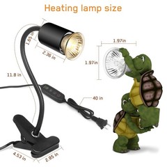 Timed Reptile Heat Lamp with Clamp, Adjustable UVA/UVB Basking Light, 360° Ro…