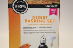 Reptile Pet Desert Basking Dome and Bulb Set Thrive A World of Wonder 100 Watt