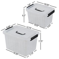 12 Quart & 6 Quart Clear Plastic Storage Bins, Latching Storage Box Bin with …