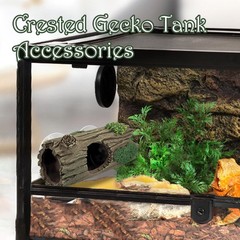 Reptile Hide Resin Hollow Log Cave W/ Two Strong Suction Cups,Gecko Tank