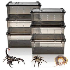 6pcs reptile Plastic Terrarium, Transport Container for Lizards, Geckos and more
