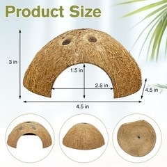 Reptile Hideouts 7 Pcs Coconut Shells 4.5″ Diameter for Gecko Lizard – Natural