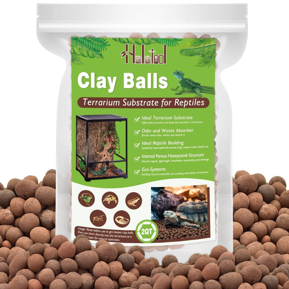 Halatool Leca Clay Balls | Organic Drainage for Reptiles & Plants | 2QT