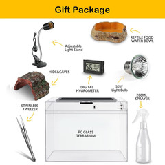Reptile Tank 7 Piece Starter Kit with Escape Proof Locking Lid Small | All in On