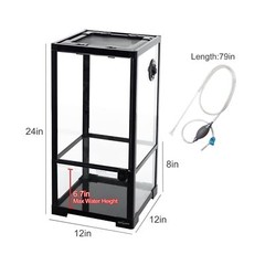 REPTIZOO 15 Gallon Full Glass Reptile Terrarium 12″ x 12″ x 24″ Knock-Down Gl…