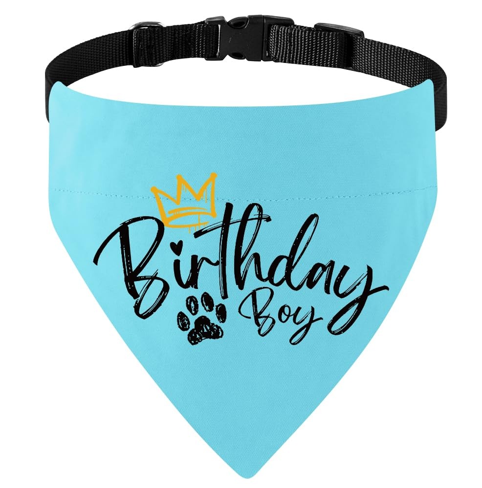 Adjustable Reversible Dog Birthday Boy Bandana Collar, Premium Durable Double…