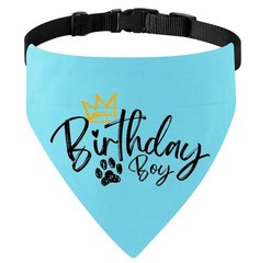 Adjustable Reversible Dog Birthday Boy Bandana Collar, Premium Durable Double…
