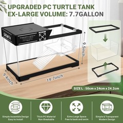 GOZILLA Aquatic Turtle Tank+Lamp+Filter Kit, Upgrade PC Turtle Tank Kit with …