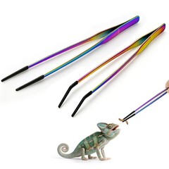 Reptile Feeding Tongs, 10.6″ Straight & Curved (Multicolor)