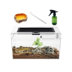 Mini Reptile Terrarium Set,12″ x 7″x 6″ Low 12″ x 6″, Transparent