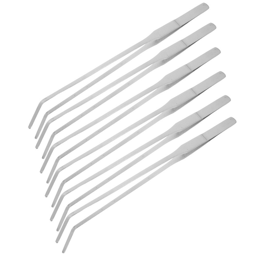 6Pcs Curved Stainless Steel Aquarium Tweezers Reusable Fish Tank Accessories