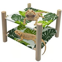 Bearded Dragon Bed Double-Layer Wood Reptile Lizard Lounger Sleeping Hammock …