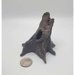 Small Pet Terrarium Tree Hide Decoration – 3″ Dark Brown Compact Animal Shelter