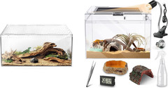 Slide Lid Tank S 11.8X7.8X5.9In and Reptile Terrarium Kit L 15.6“ X 8“ X 10”
