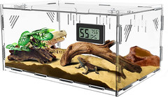 Reptile Terrariums, with Temperature Hygrometer, 15.7″X9.9″X7.1″Acrylic Reptile