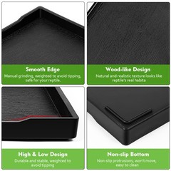 1Pc Reptile Water Bowl Black Durable Solid Material Smooth Surface Feeding Dish