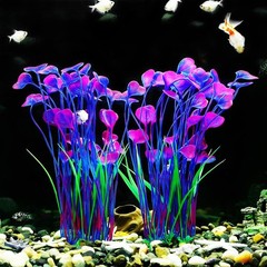 Artificial Aquarium Plants, Purple, 16 inch, 2 Pack | Plastic, Fish Tank Deco…