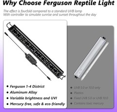 39-Inch LED UVB Reptile Light with Auto On/Off & Preset Day-Night Cycle Dimming