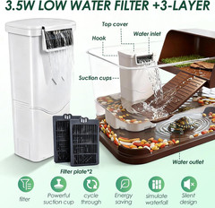 Turtle Tank Starter Kit, PC Turtle Tank Aquarium with Basking Platform, UVB Lamp