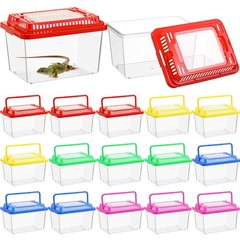 LemonRoad 15 Pcs Plastic Reptile Terrariums Carrier Cage Enclosure Snake Bree…