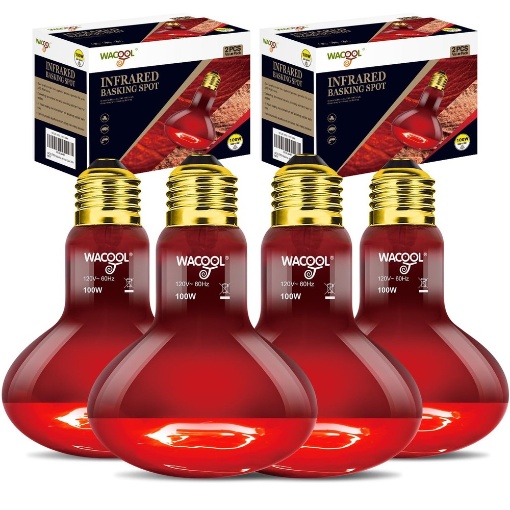 WACOOL 4 Pack Reptile Heat Lamp Bulbs,100W Basking Spot Light for Reptiles & …