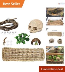 Bearded Dragon Tank Accessories Resin Skull Coconut Shell Cave Hides Decor