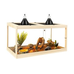 PROLEE Bearded Dragon Tank,Tempered Glass Reptile Tank with Mesh Roof and Fro…