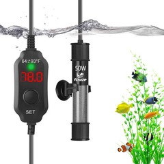 50W Compact Aquarium Heater for 5-10 Gallon Tanks | Super Short Submersible F…