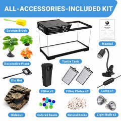 GOZILLA Turtle Tank Kit(Tank+Lamp+Filter), Upgrade PC Turtle Tank Starter Kit…