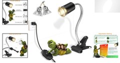 Reptile Heating & UVB Lamp with Dual E27 Bulbs, Dimmable, 360° Rotatable Clip