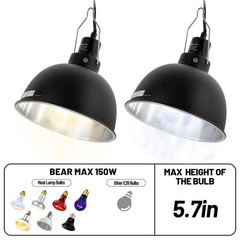 Reptile Light Fixture 2 Pack, 8.5inch Deep Dome Reptile Heat Lamp with Separa…