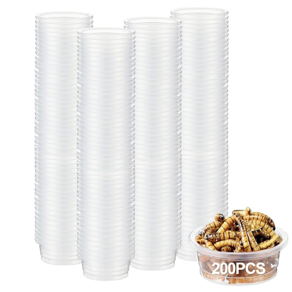 ANCKNE 200 pcs 0.5oz Crested Gecko Food and Water Feeding Cups | Transparent