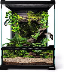 Mini Reptile Glass Terrarium Tank 8″*8″*10″ Full View with Front Opening Door,Am