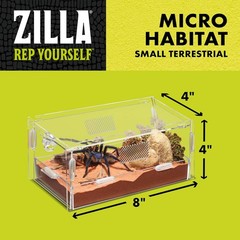 Zilla Micro Habitat Terrarium, Terrestrial, with Locking Latch, for Isopods, Spi