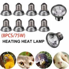 8PCS UVA+UVB 75W Reptile Heat Basking Light Bulb Lamp for Tortoise Lizard Turtle